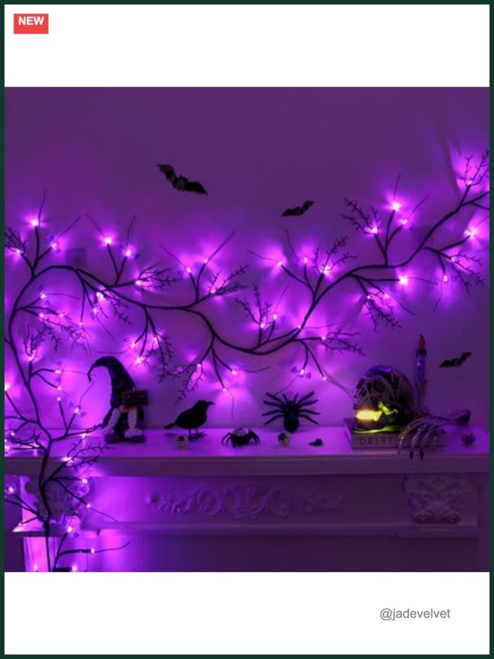 9FT Halloween Willow Vine Garland 72 LED Lights 8 Modes Battery Operated Spooky